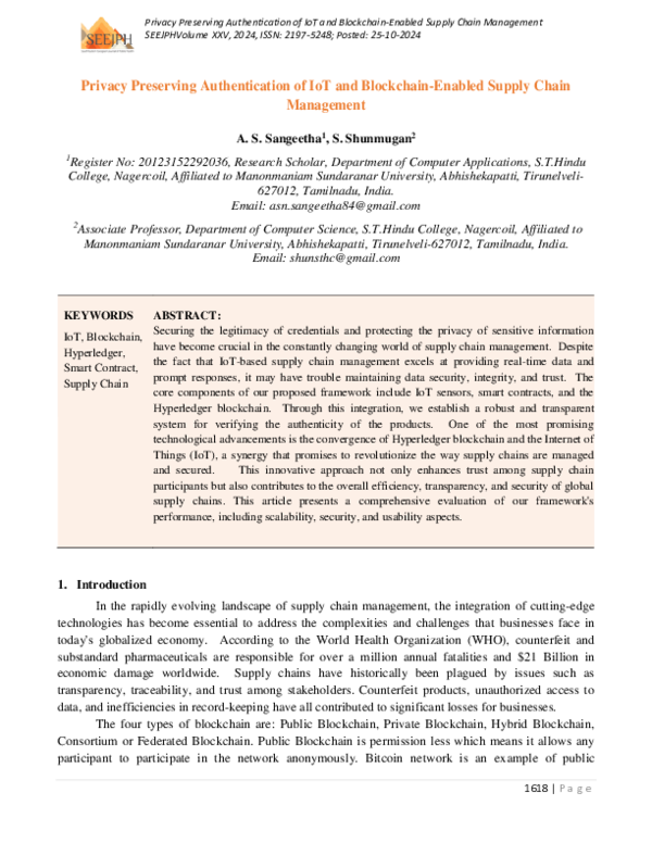 (PDF) Privacy Preserving Authentication of IoT and Blockchain-Enabled ...