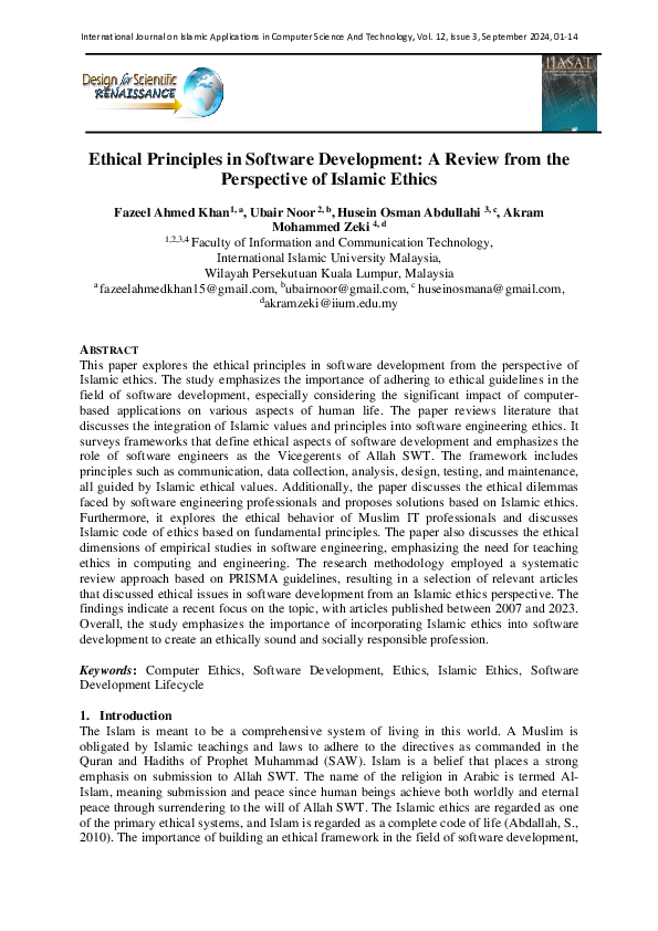 (PDF) Ethical Principles in Software Development: A Review from the ...