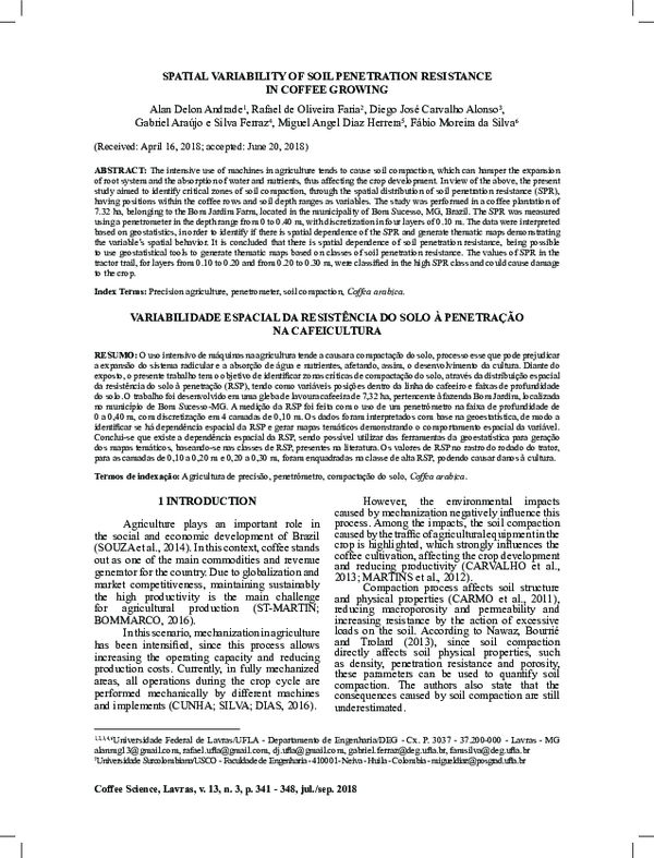 (PDF) Spatial Variability of Soil Penetration Resistance in Coffee Growing