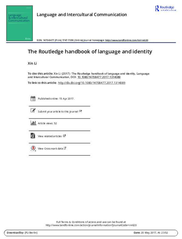 (PDF) The Routledge handbook of language and identity