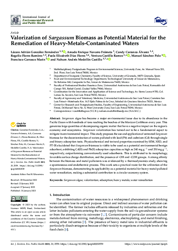 (PDF) Valorization of Sargassum Biomass as Potential Material for the ...