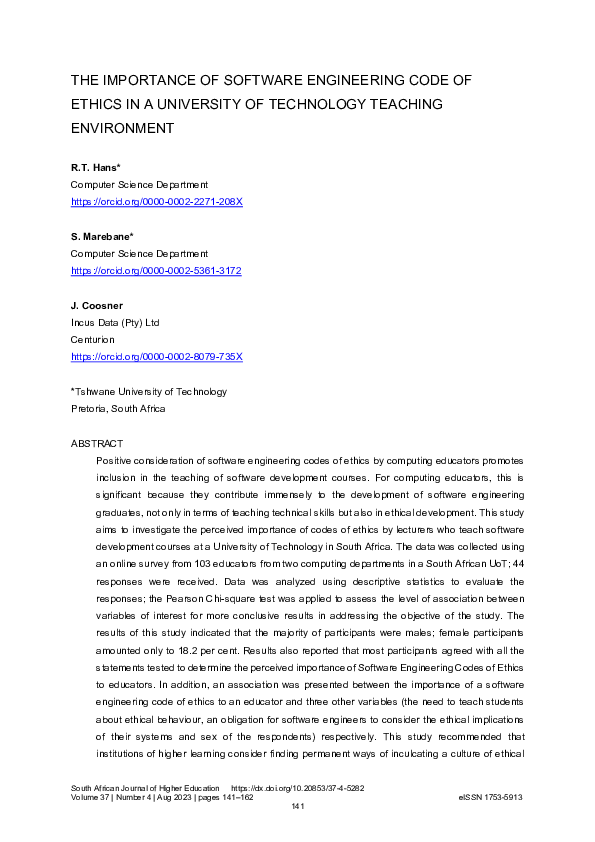 (PDF) The importance of software engineering code of ethics in a ...