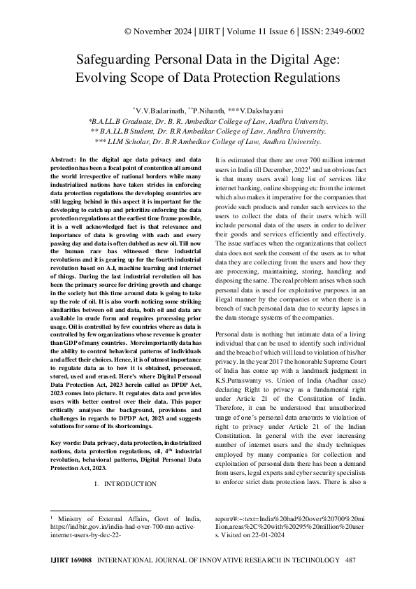 (PDF) Safeguarding Personal Data in the Digital Age: Evolving Scope of ...