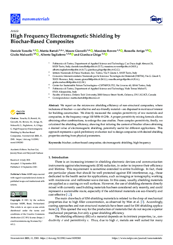 Visual Reference: Pdf High Frequency Electromagnetic Shielding By Biochar Based Composites