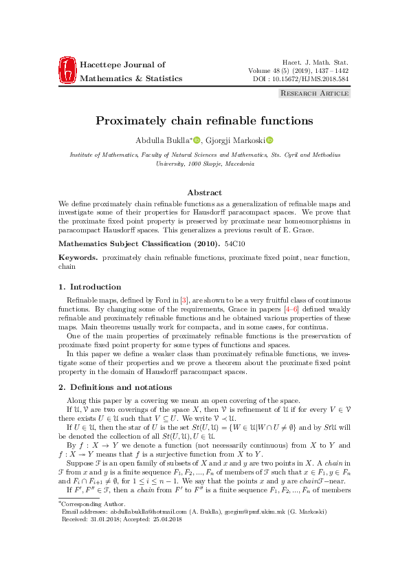 (PDF) Proximately chain refinable functions