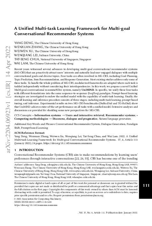 (PDF) A Unified Multi-task Learning Framework for Multi-goal ...