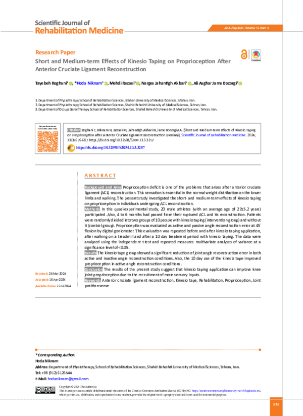 (PDF) Short and Medium-term Effects of Kinesio Taping on Proprioception ...