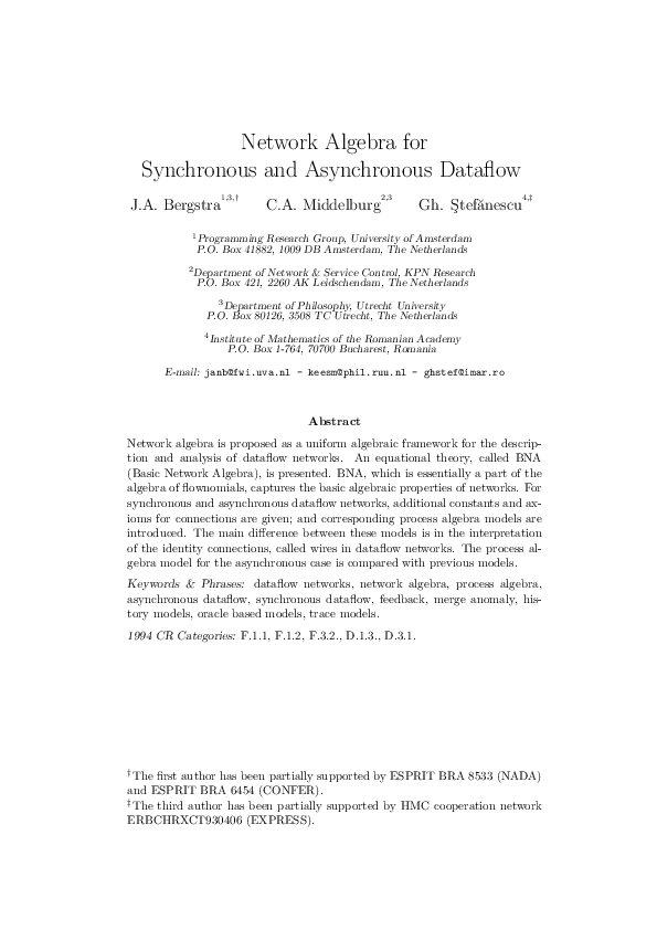 (PDF) Network algebra for synchronous and asynchronous dataflow