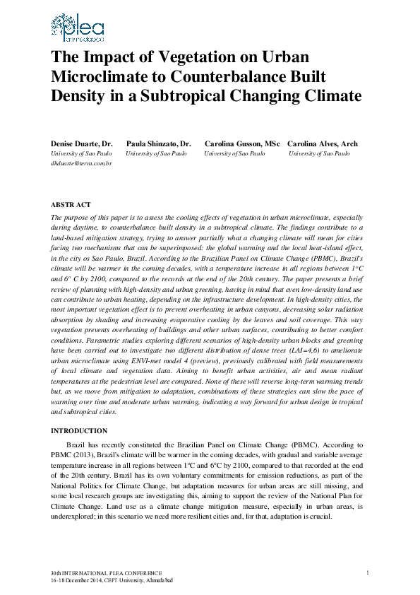 (PDF) The impact of vegetation on urban microclimate to counterbalance ...