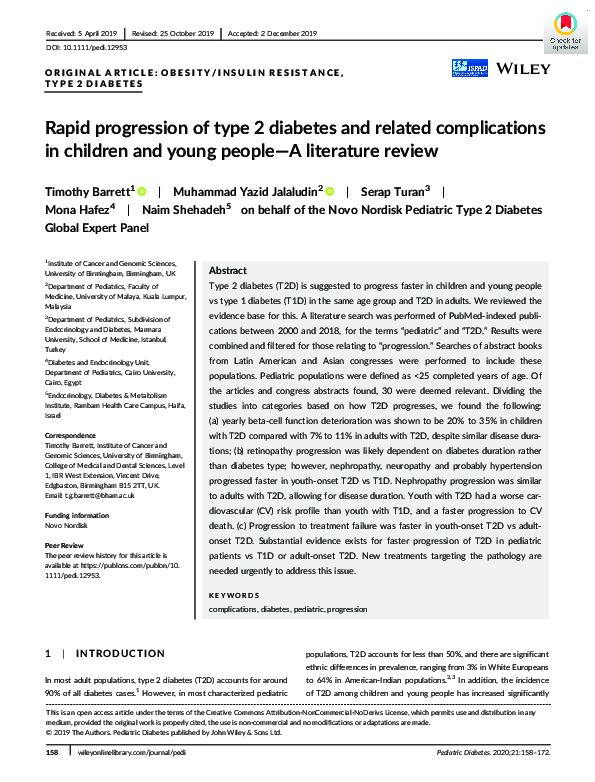 (PDF) Rapid progression of type 2 diabetes and related complications in ...