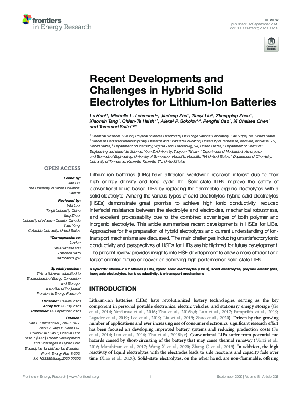 (PDF) Recent Developments and Challenges in Hybrid Solid Electrolytes ...