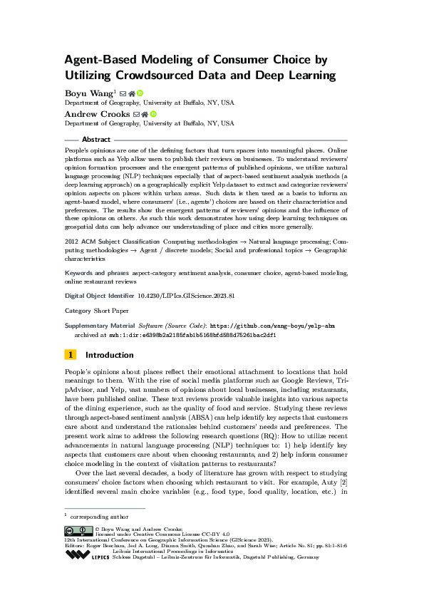 (PDF) Agent-Based Modeling of Consumer Choice by Utilizing Crowdsourced ...