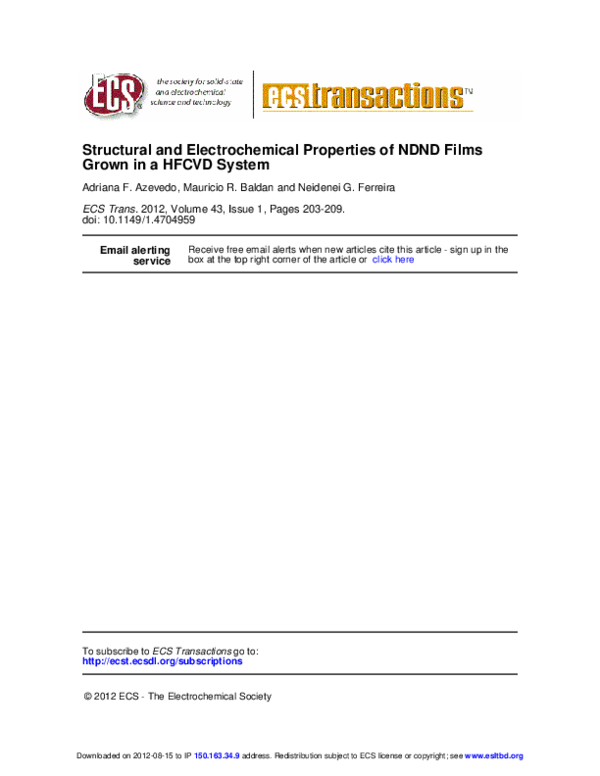 (PDF) Structural and Electrochemical Properties of NDND Films Grown in ...