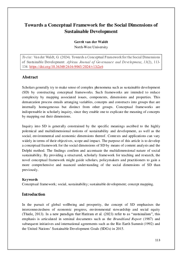 (PDF) Towards a Conceptual Framework for the Social Dimensions of ...