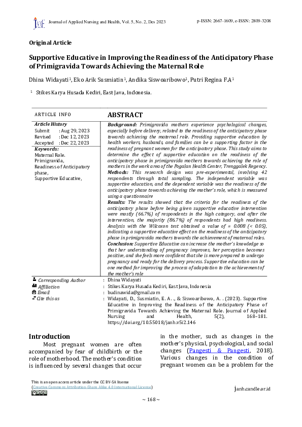 (PDF) Supportive Educative in Improving the Readiness of the ...