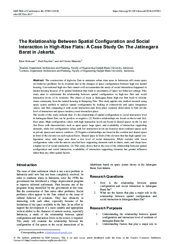(PDF) The Relationship Between Spatial Configuration and Social ...