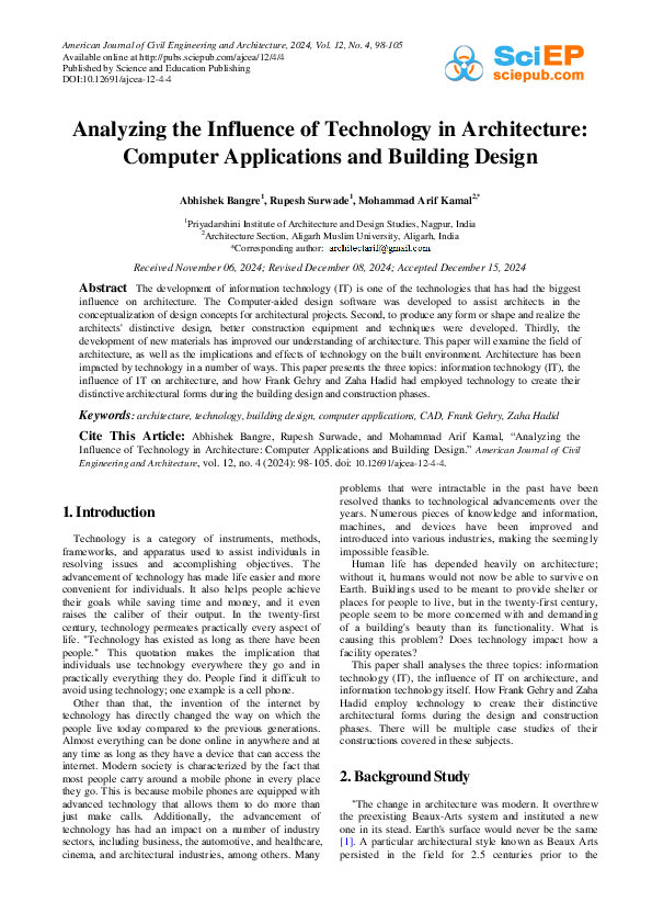 (PDF) Paper - Analyzing the Influence of Technology in Architecture ...