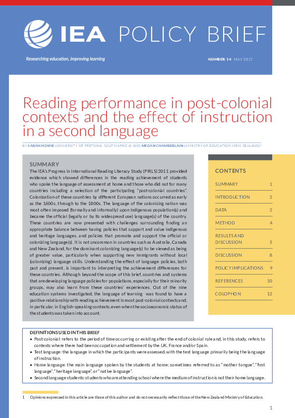 (PDF) Reading Performance in Post-Colonial Contexts and the Effect of ...
