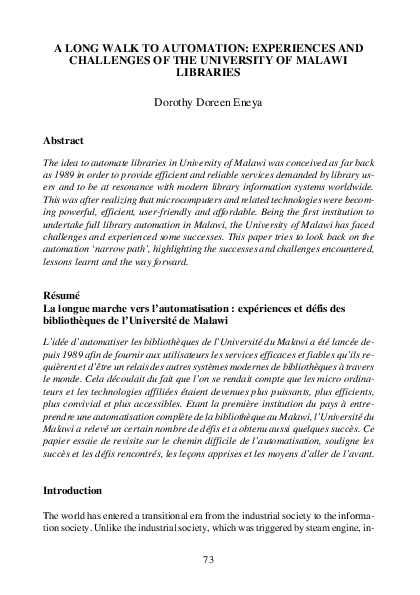 (PDF) A Long Walk to Automation: Experiences and Challenges of the ...