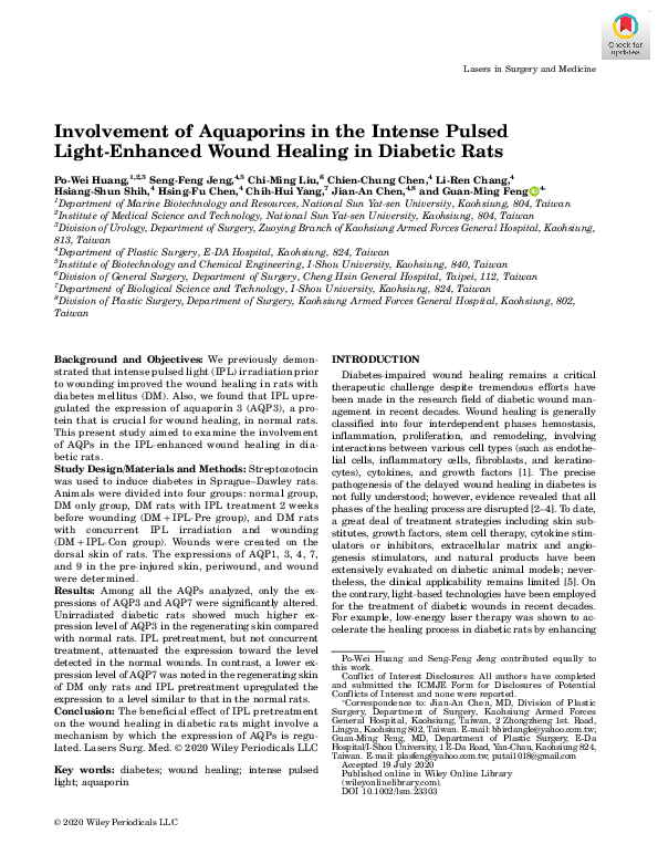 (PDF) Involvement of Aquaporins in the Intense Pulsed Light‐Enhanced ...