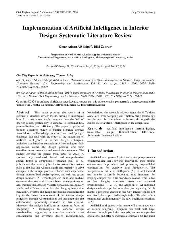 (PDF) Implementation of Artificial Intelligence in Interior Design ...