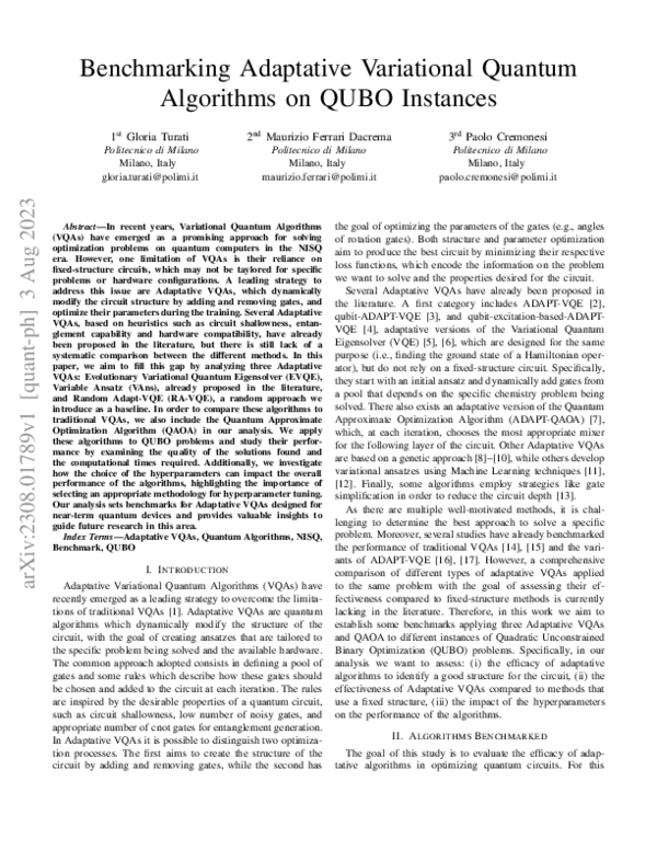 (PDF) Benchmarking Adaptative Variational Quantum Algorithms on QUBO ...