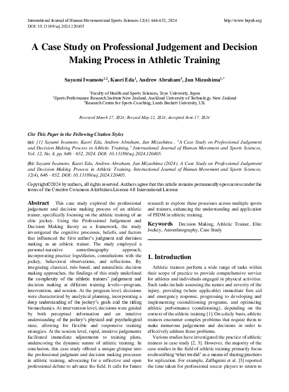 (PDF) A Case Study on Professional Judgement and Decision Making ...