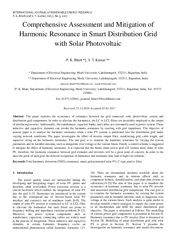 (PDF) Comprehensive Assessment and Mitigation of Harmonic Resonance in ...