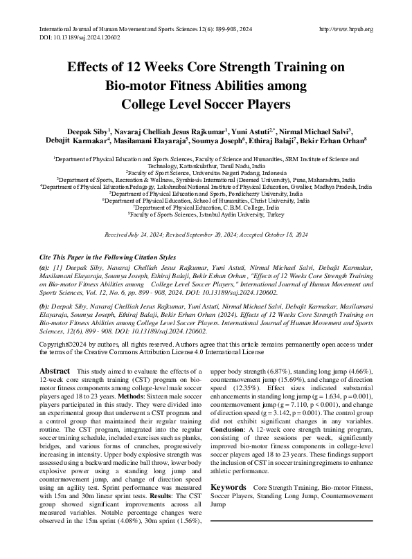 (PDF) Effects of 12 Weeks Core Strength Training on Bio-motor Fitness ...