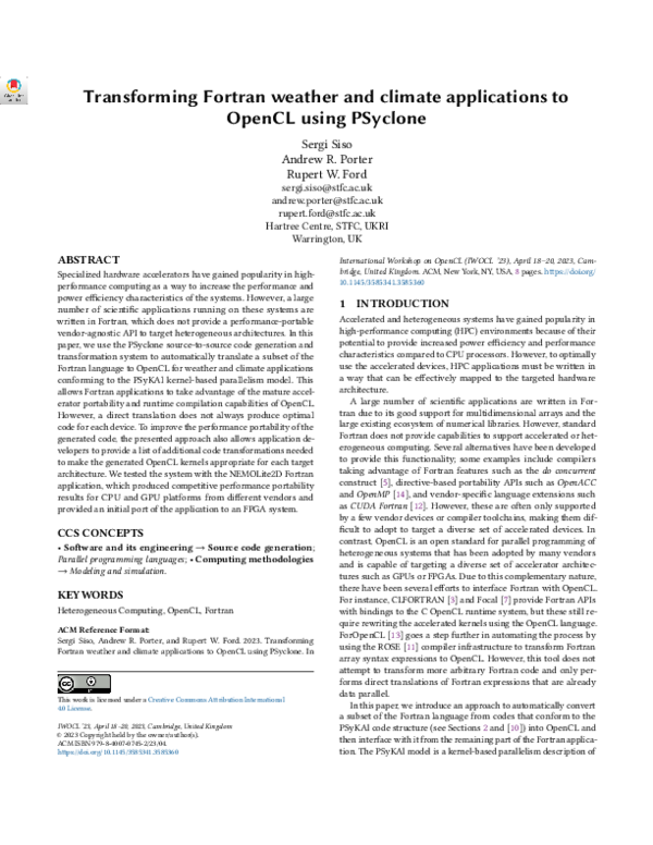 (PDF) Transforming Fortran weather and climate applications to OpenCL ...