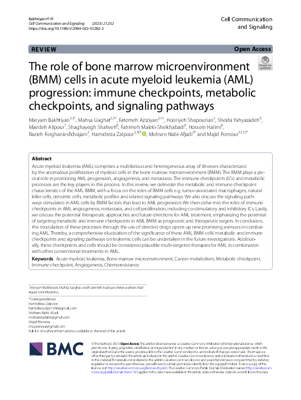(PDF) The role of bone marrow microenvironment (BMM) cells in acute ...