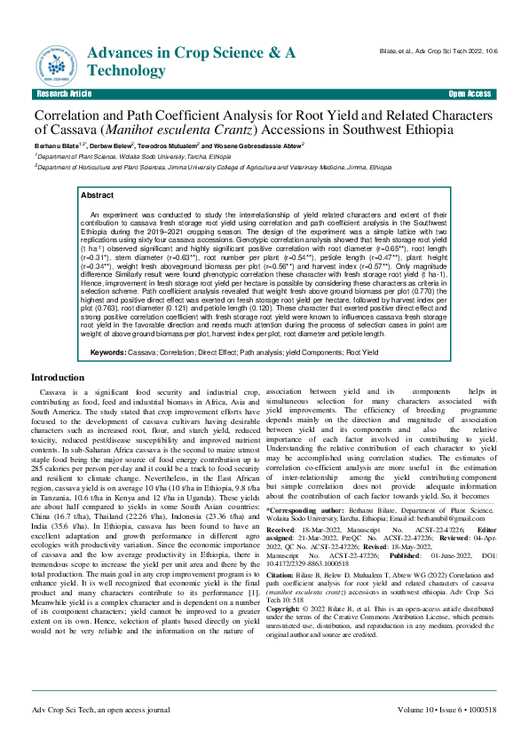 (PDF) Correlation and Path Coefficient Analysis for Root Yield and ...