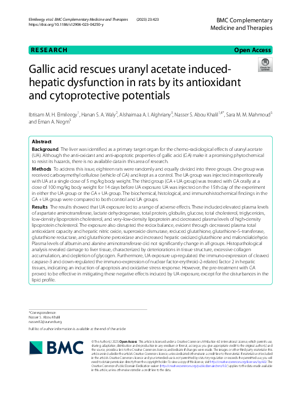 (PDF) Gallic acid rescues uranyl acetate induced-hepatic dysfunction in ...