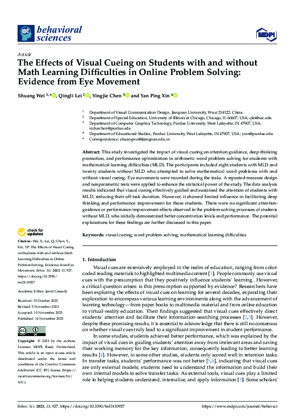 (PDF) The Effects of Visual Cueing on Students with and without Math ...