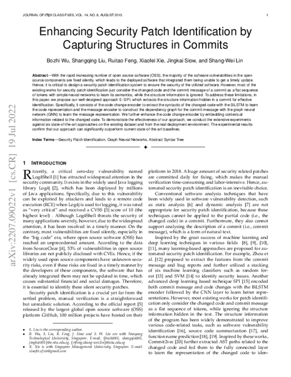 (PDF) Enhancing Security Patch Identification by Capturing Structures ...