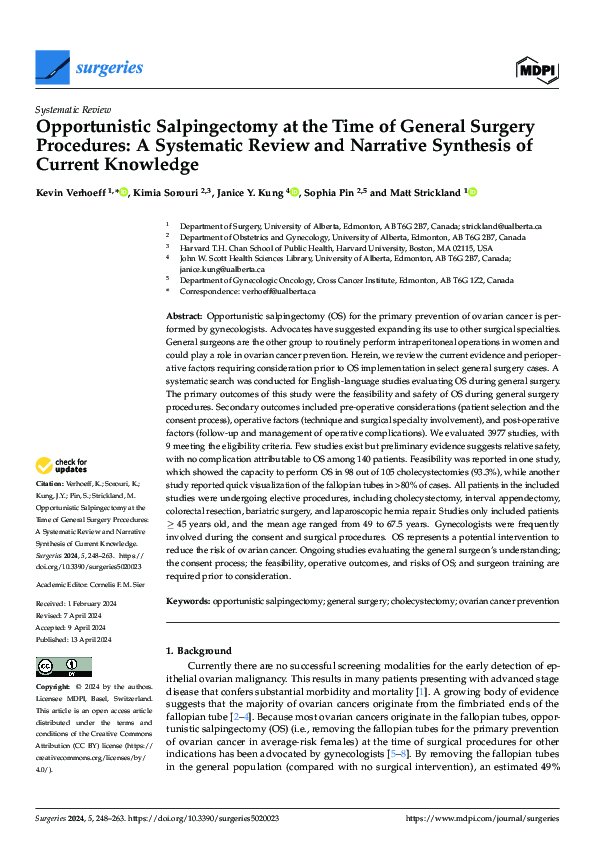 (PDF) Opportunistic Salpingectomy at the Time of General Surgery ...