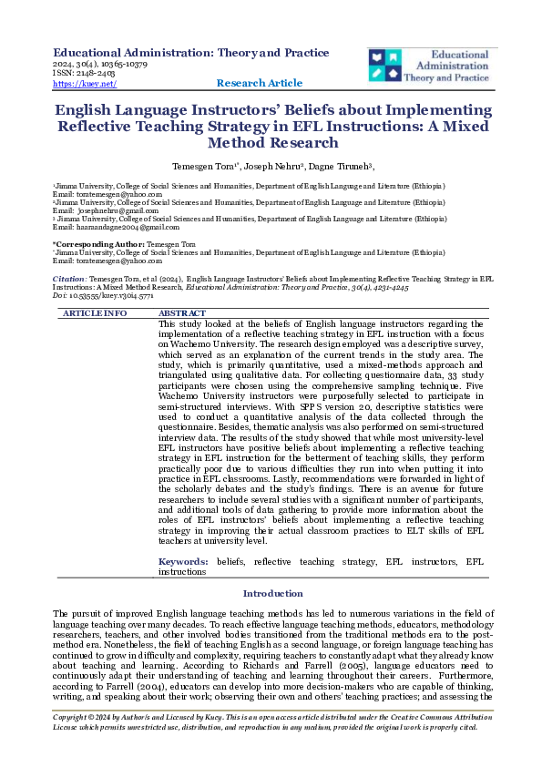 (PDF) English Language Instructors’ Beliefs about Implementing ...