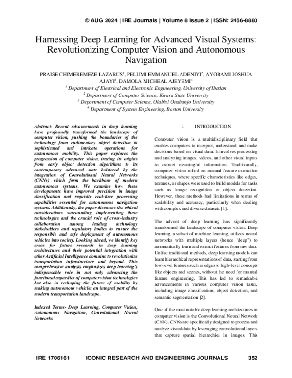 (PDF) Harnessing Deep Learning for Advanced Visual Systems
