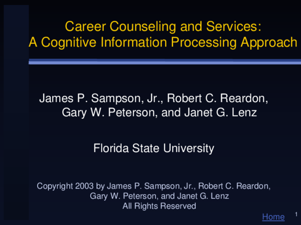 (PDF) Career Counseling and Services : A Cognitive Information ...