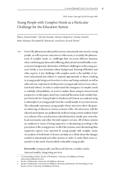 (PDF) Young People with Complex Needs as a Particular Challenge for the ...