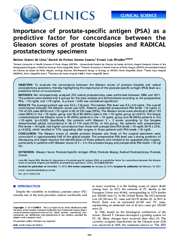 (PDF) Importance of prostate-specific antigen (PSA) as a predictive ...