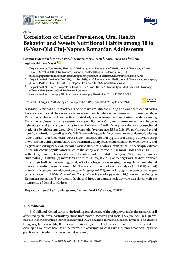 (PDF) Correlation of Caries Prevalence, Oral Health Behavior and Sweets ...