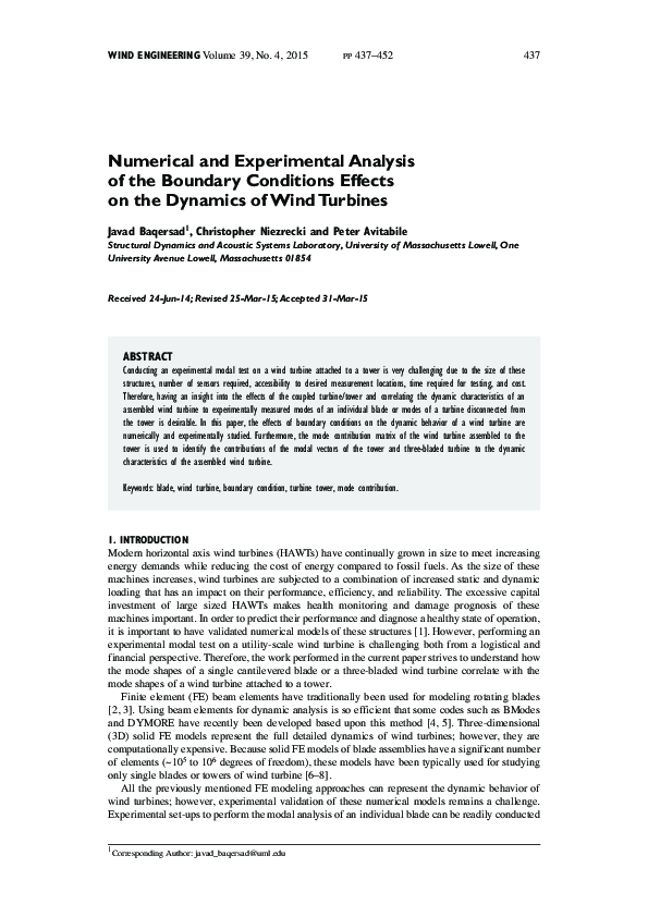 (PDF) Numerical and Experimental Analysis of the Boundary Conditions ...
