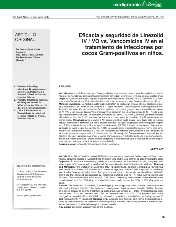 (PDF) Eficacia y seguridad de Linezolid IV/VO vs. Vancomicina IV en el ...
