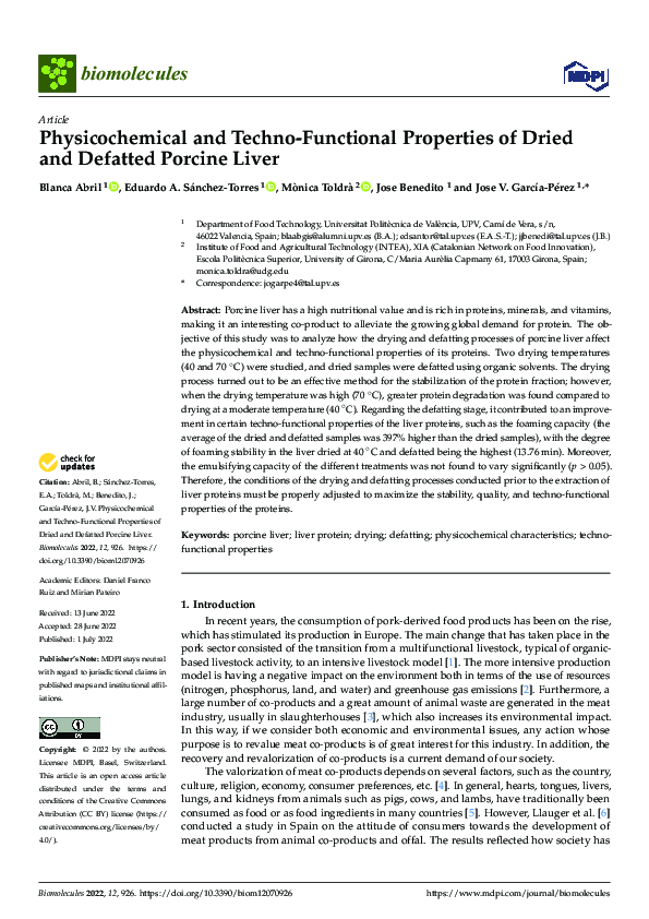 (PDF) Physicochemical and Techno-Functional Properties of Dried and ...