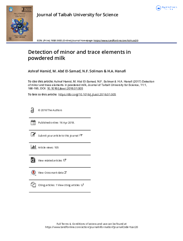 (PDF) Detection of minor and trace elements in powdered milk