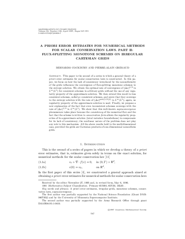 (PDF) A priori error estimates for numerical methods for scalar ...