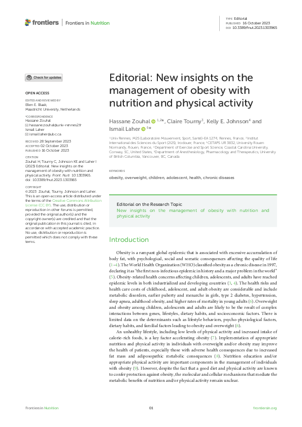 (PDF) Editorial: New insights on the management of obesity with ...