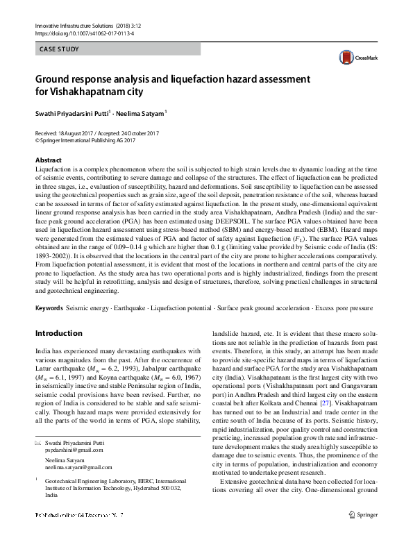 (PDF) Ground response analysis and liquefaction hazard assessment for ...