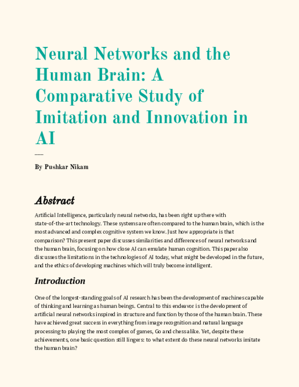 (PDF) Neural Networks and the Human Brain: A Comparative Study of ...